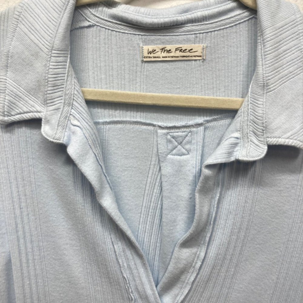Free People - Annie Ribbed Long Sleeve Slouchy Pullover - Sky XS - Picture 5 of 11
